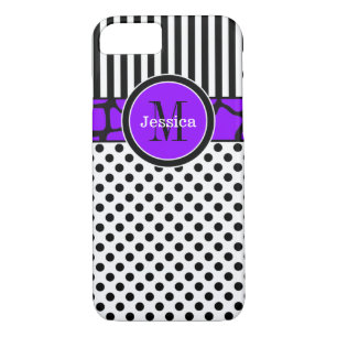 Coque iPhone 7 Rayures, points Violet