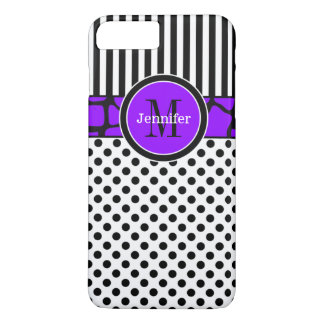 Coque iPhone 7 | Rayures, points | Violet