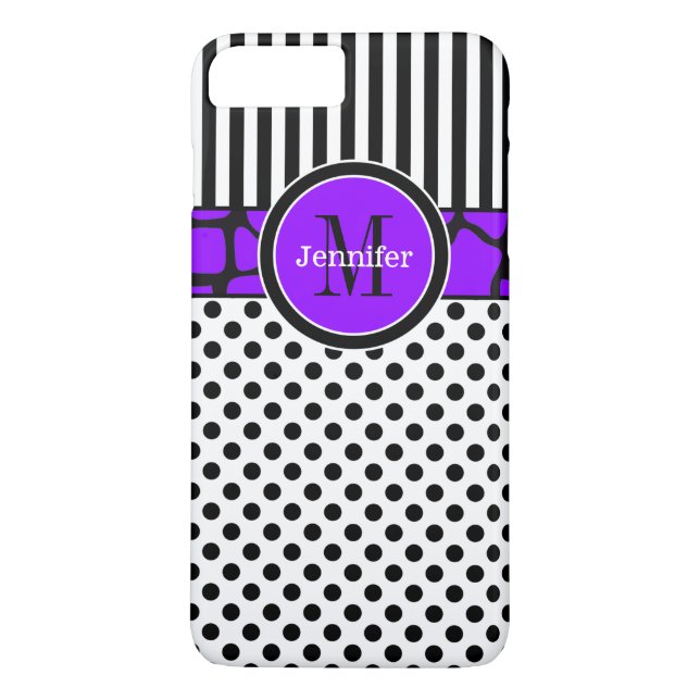 Coque iPhone 7 | Rayures, points | Violet (Dos)