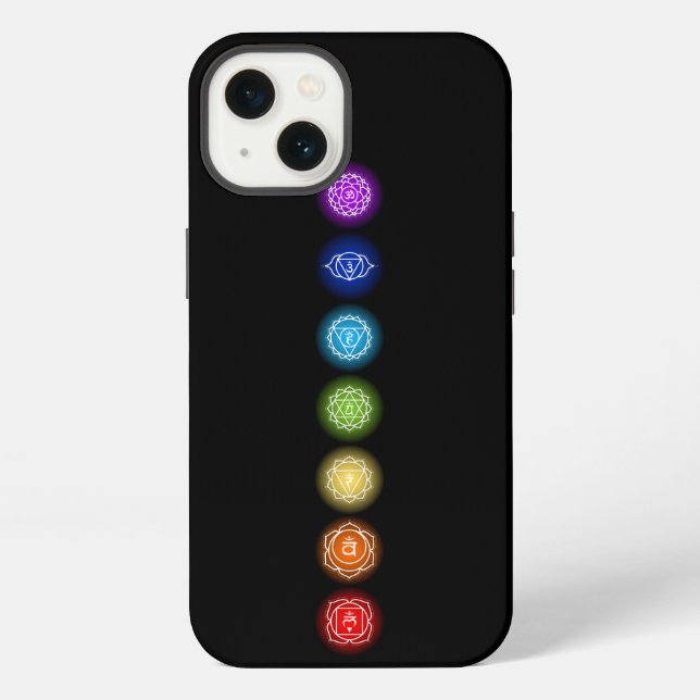 Coque iPhone 7 Symboles de Chakra | Noir (Verso)