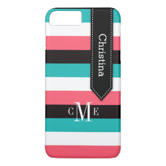 Coque iPhone 7 | Tracées | Turquoise, Corail, Noir