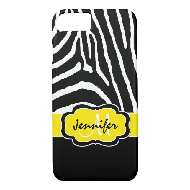 Coque iPhone 7 | Zebra Stripes | jaune (Dos)