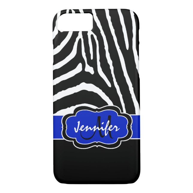Coque iPhone 7 | Zebra Stripes | Royal Blue (Dos)