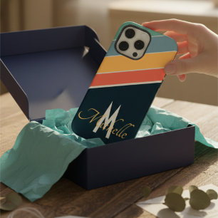 Coque Pour Pour iPhone 14 Pro Max 80s esthétique vintage Bande design monogramme