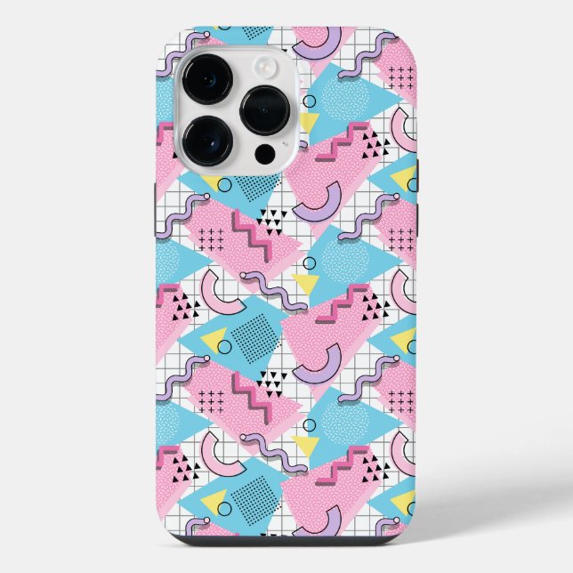 Coque iPhone 80's Memphis Active Pink Light Blue (Verso)