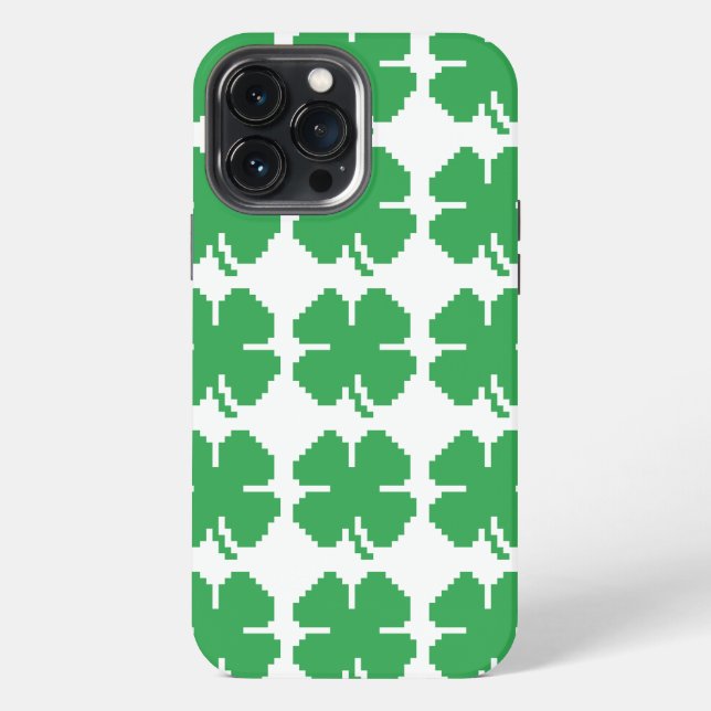 Coque iPhone 8 bits Pixel Lucky Four Leaf Clocher (Verso)