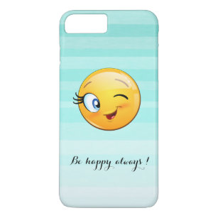 Coque iPhone 8 Plus/7 Plus Adorable Winking Emoji Face-Be heureux toujours