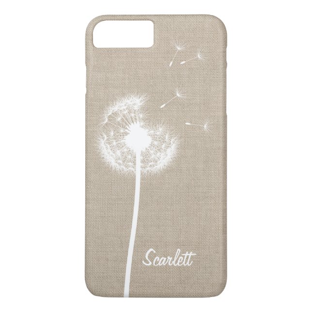 Coque iPhone 8 Plus/7 Plus Burlap Dandelion Monogrammed iPhone 7 Plus Coque (Dos)