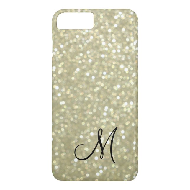 Coque iPhone 8 Plus/7 Plus Monogram Gold Sparkle iPhone 7 Plus Coque (Dos)