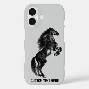 Coque iphone à cheval sauvage dressé avec texte pe