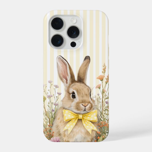 Coque iPhone A cute little Floral Bunny Yellow Bow Baby Shower  (Verso)