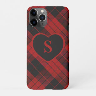 Coque iPhone 11Pro à damiers Monogramme Noël Rouge Buffle Plaid