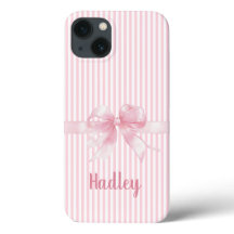 Coque iphone à rayures à poitrine rose personnalis