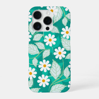 Coque iPhone 16 Pro A seamless floral pattern features white daisies