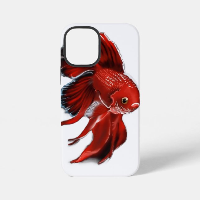 Coque iPhone A vibrant red betta fish swimming. (Verso)