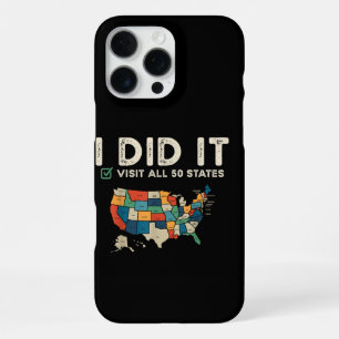 Coque iPhone 16 Pro Max A visité les 50 États américains - Carte de voyage