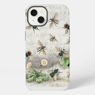 Etui iPhone 13 Abeille Reine Entomologie Botanique Vintage