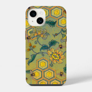 Coque Pour iPhone 14 ABEILLES À MIEL,RUCHES,FLEURS DE PRINTEMPS Vert Ja
