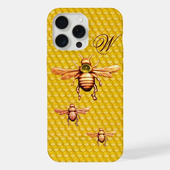 COQUE iPhone ABEILLES MIEL MONOGRAMME OR (Verso)