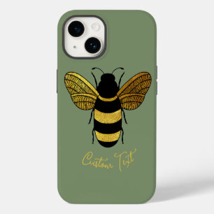 COQUE POUR iPhone 14 ABELLE À RAYURES D'OR ET DE NOIR
