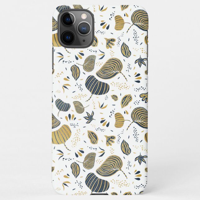 Coque iPhone Abstract golden and blue foliage (Dos)