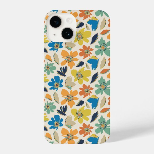 Coque iPhone Abstract Hand-Drawn Boho Floral Pattern (Verso)