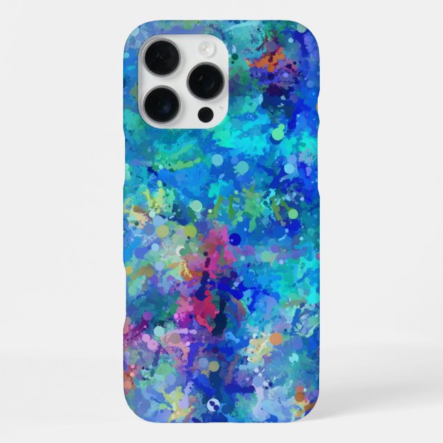 Coque iPhone Abstraction aquarelle bleue sarcelle violette (Verso)