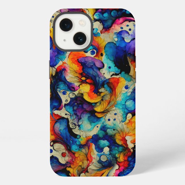Coque iPhone Abstraction d'encre liquide colorée (Verso)