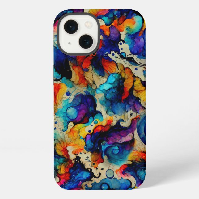 Coque iPhone Abstraction d'encre liquide colorée (Verso)
