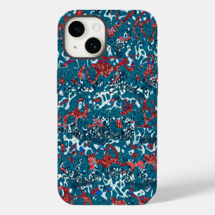 Coque Pour iPhone 14 Abstraction graphique rouge sarcelle noir blanc ta