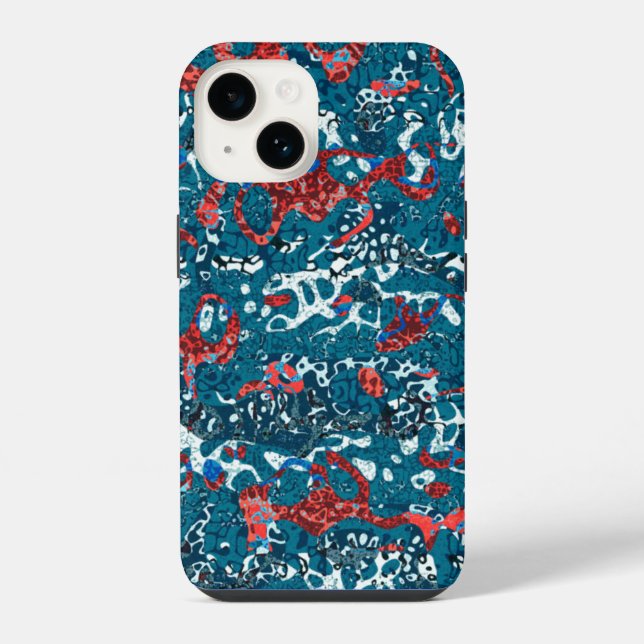 Coque iPhone Abstraction graphique rouge sarcelle noir blanc ta (Verso)