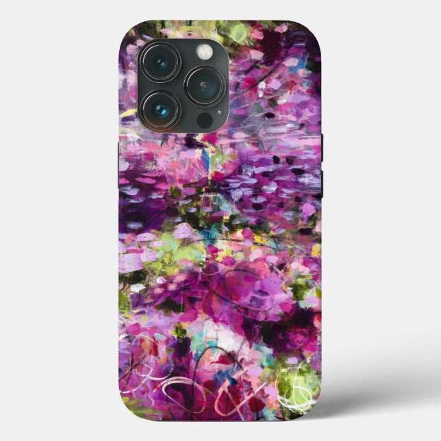Coque iphone Abstrait à motif floral pourpre (Verso)