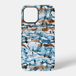Coque iPhone 12 Abstrait aquarelle musique note motif.