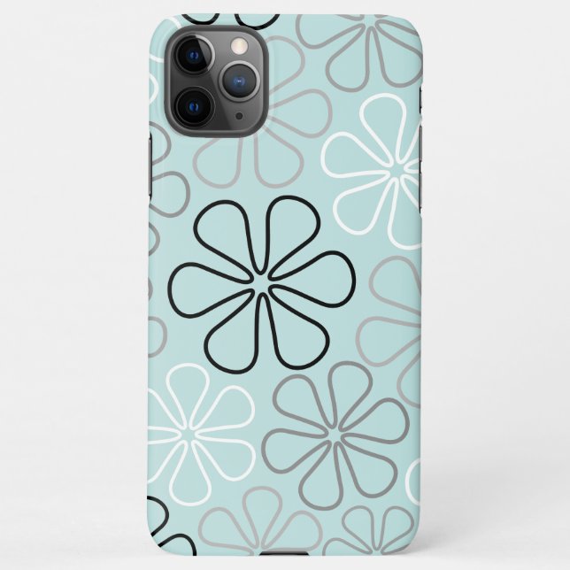 Coque iPhone Abstrait Big Flower Outlines BWG+Duck Egg Blue (Dos)