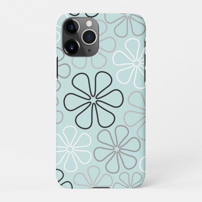 Coque iPhone Abstrait Big Flower Outlines BWG+Duck Egg Blue (Dos)