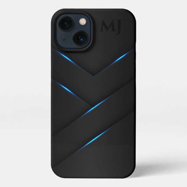 Coque iPhone Abstrait Black Blue Steel Toutes les options (Verso)