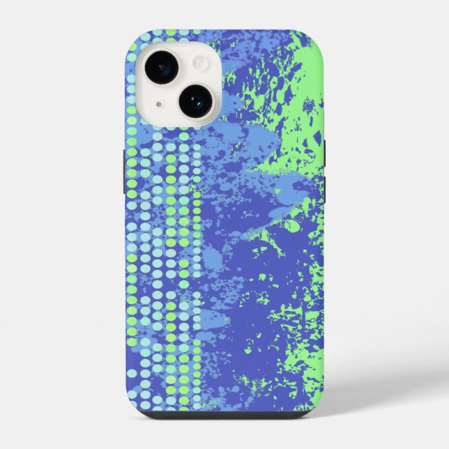 Coque iPhone Abstrait bleu vert vague plage (Verso)