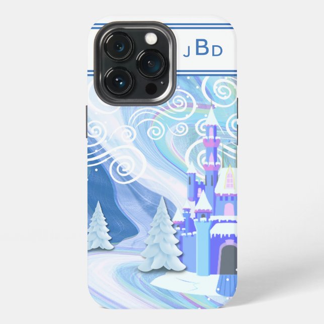 Coque iPhone Abstrait Ciel Arctique Monogrammé (Dos)