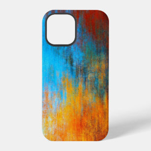 Coque iPhone 12 Pro Abstrait coloré bleu turquoise, orange et rouge