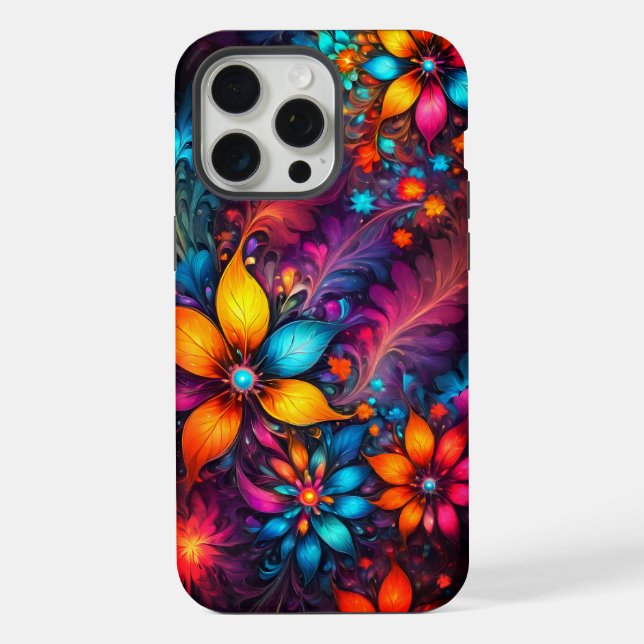 Coque iPhone Abstrait coloré, motif de fleurs (Verso)