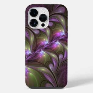 Coque Pour Pour iPhone 14 Pro Max Abstrait Coloré Violet Pourpre Kaki Art Fractal