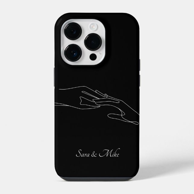 Coque iPhone Abstrait Couple Line Art, Boho Chic (Verso)