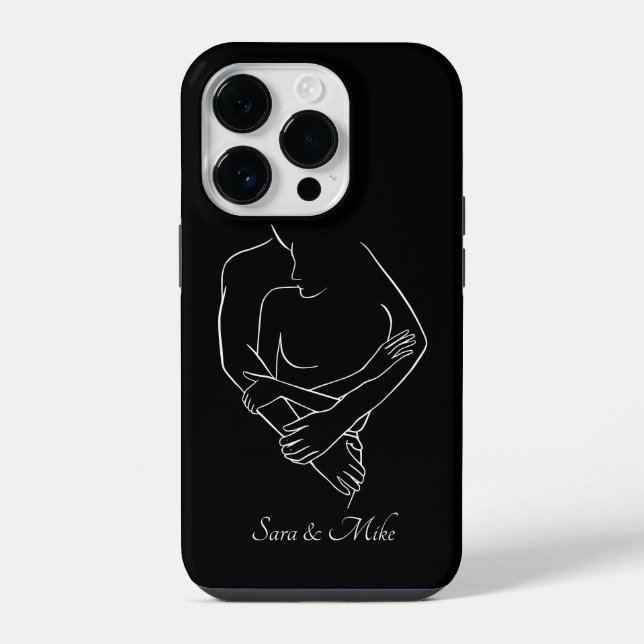 Coque iPhone Abstrait Couple Line Art, Boho Chic (Verso)