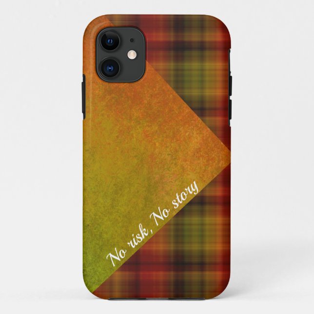 Coque iphone abstrait de plaid orange (Dos)
