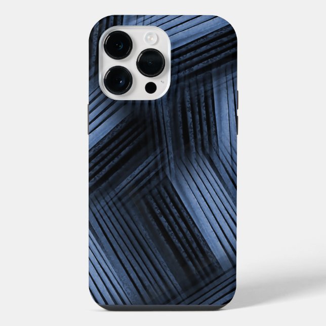 Coque iPhone Abstrait diagonal noir et bleu (Verso)