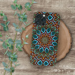 Coque iPhone 12 Pro Max Abstrait élégant Art moderne bohème Mandala<br><div class="desc">Motif en mosaïque de mandala orange contemporain, vert turquoise et bleu aqua turquoise. Belle couverture moderne et cool pour le brancheur tendance et amateur d'art branché, amoureux de motifs artistiques qui veut protéger leur téléphone de la poussière et de la saleté, de l'usure et de la déchirure. Ce design est...</div>