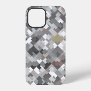 Coque iPhone 12 Abstrait en mosaïque gris clair sans couture PA a