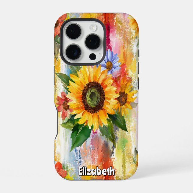 Coque iPhone Abstrait floral vibrant (Verso)