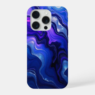 Coque iPhone 15 Pro Abstrait fluide bleu et violet