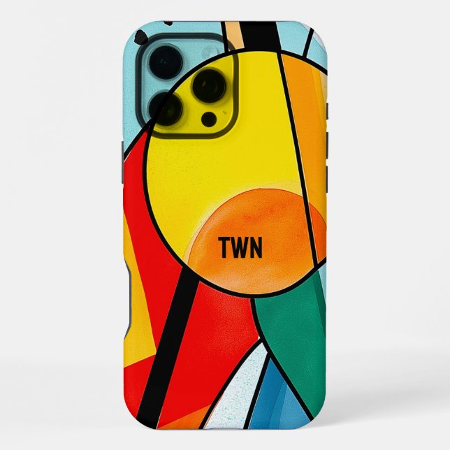 Coque iPhone Abstrait Géométrique Moderne Couleurs Vives (Verso)